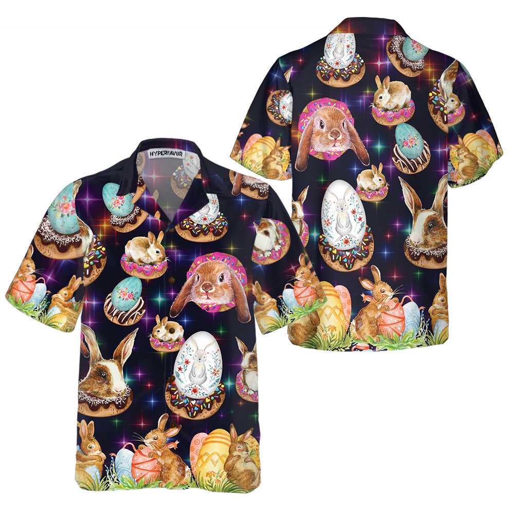 Bunnies In Galaxy Hawaiian Shirt, Easter Bunny Shirt, Funny Easter Shirt & Easter Gift Ideas - Hyperfavor