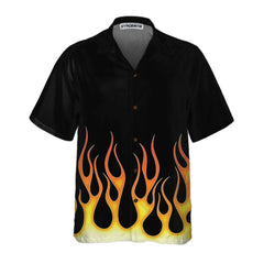 Burning Flame Hawaiian Shirt, Short Sleeve Flame Shirt For Men, Flame Print Shirt - Hyperfavor