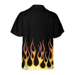 Burning Flame Hawaiian Shirt, Short Sleeve Flame Shirt For Men, Flame Print Shirt - Hyperfavor