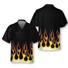 Burning Flame Hawaiian Shirt, Short Sleeve Flame Shirt For Men, Flame Print Shirt - Hyperfavor