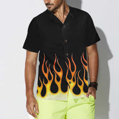 Burning Flame Hawaiian Shirt, Short Sleeve Flame Shirt For Men, Flame Print Shirt - Hyperfavor