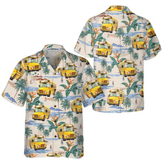 Bus Driver And Tropical Pattern Hawaiian Shirt, Tropical Bus Driver Shirt For Men, Bus Driver Gift Idea - Hyperfavor