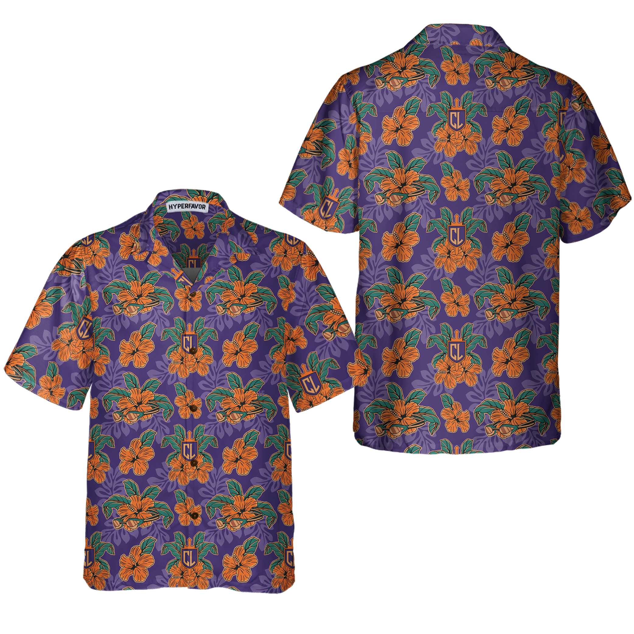 CL Tropical Floral Purple Hawaiian Shirt - Hyperfavor