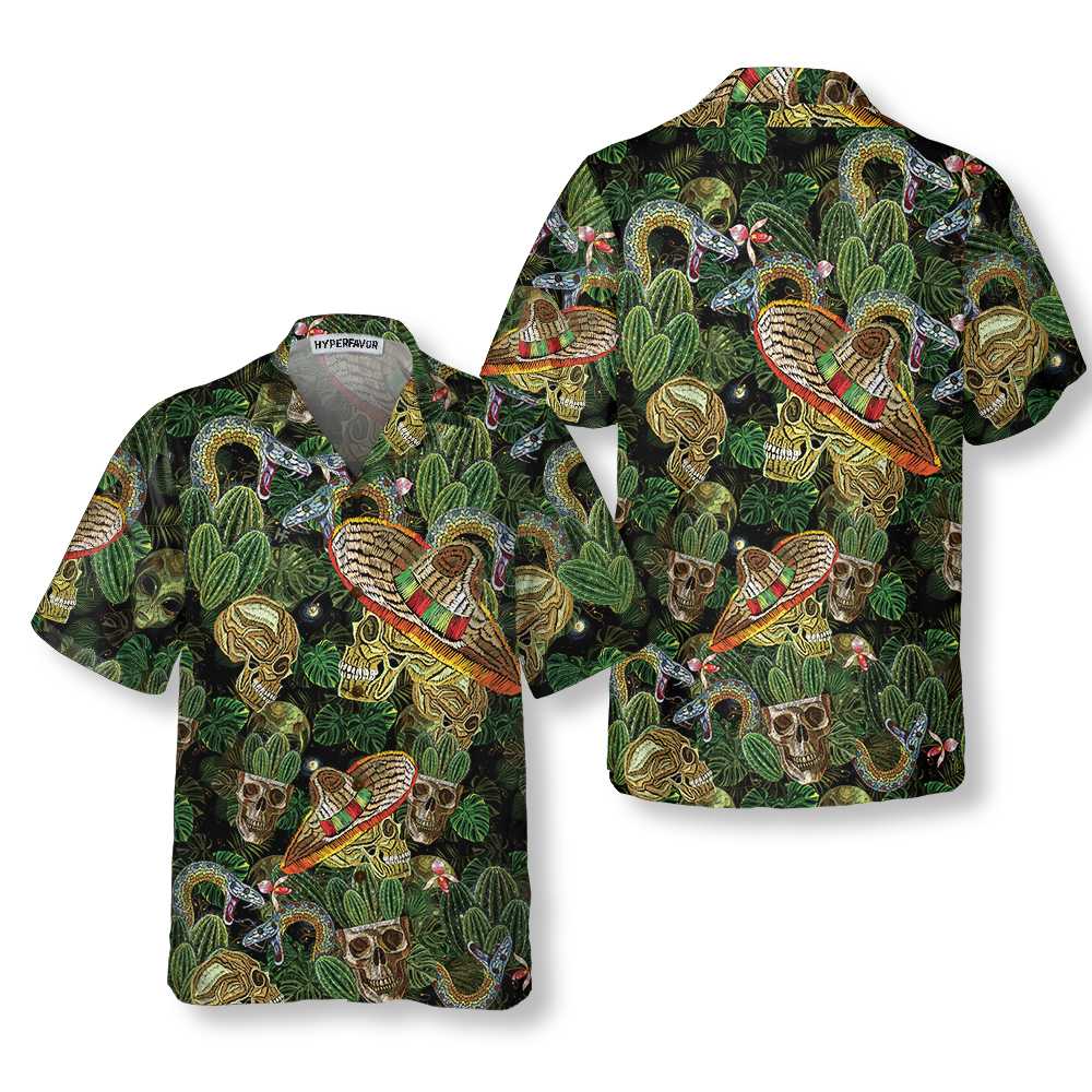 Cactus & Skull Hawaiian Shirt, Cool Skull Cactus Hawaiian Shirt, Cactus Gift For Men And Women - Hyperfavor