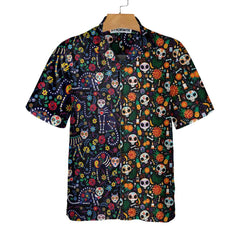 Calavera Cats And Sugar Skulls Dia De Los Muertos Hawaiian Shirt, Best Day Of The Dead Gift - Hyperfavor