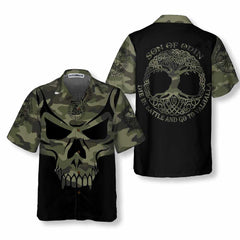 Camouflage Skull Viking Hawaiian Shirt, Son Of Odin Viking Shirt - Hyperfavor