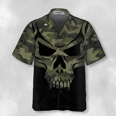 Camouflage Skull Viking Hawaiian Shirt, Son Of Odin Viking Shirt - Hyperfavor