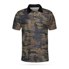 Camouflaged Fisherman Silhouette Vector Fishing All Over Print Custom Polo Shirt - Hyperfavor