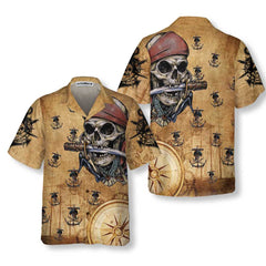 Captain Pirate Hawaiian Shirt, Cool Pirate Shirt For Adults, Pirate Pattern Shirt For Men - Hyperfavor
