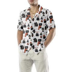 Cartoon Black Cat Merry Christmas Hawaiian Shirt, Funny Christmas Cat Shirt, Best Xmas Gift Idea - Hyperfavor
