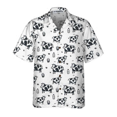 Cartoon Cow Hawaiian Shirt, Funny Cow Print Button Up Shirt For Men & Women - Hyperfavor