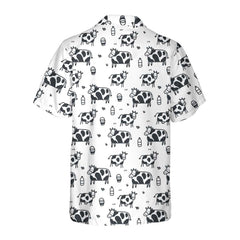 Cartoon Cow Hawaiian Shirt, Funny Cow Print Button Up Shirt For Men & Women - Hyperfavor