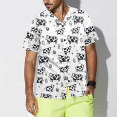 Cartoon Cow Hawaiian Shirt, Funny Cow Print Button Up Shirt For Men & Women - Hyperfavor