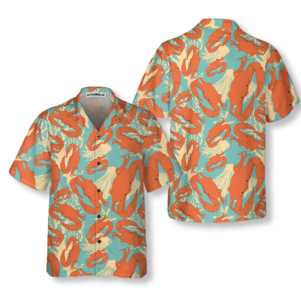 Cartoon Crab Hawaiian Shirt, Unique Crab Shirt, Crab Print Shirt For Adults - Hyperfavor
