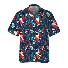 Cartoon Santa Claus Flying In Space Christmas Hawaiian Shirt, Santa Hawaiian Shirt For Men - Hyperfavor