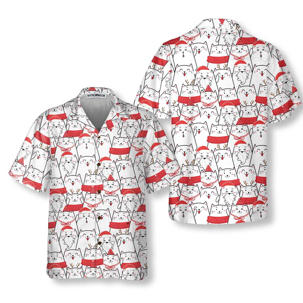 Cat The Red Christmas Hawaiian Shirt, Cute Cat Christmas Shirt, Best Christmas Gift Idea - Hyperfavor