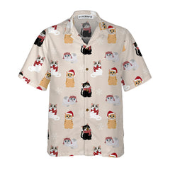 Cat Wearing Santa Claus Hat Hawaiian Shirt, Christmas Cat Shirt, Best Christmas Gift - Hyperfavor