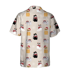 Cat Wearing Santa Claus Hat Hawaiian Shirt, Christmas Cat Shirt, Best Christmas Gift - Hyperfavor