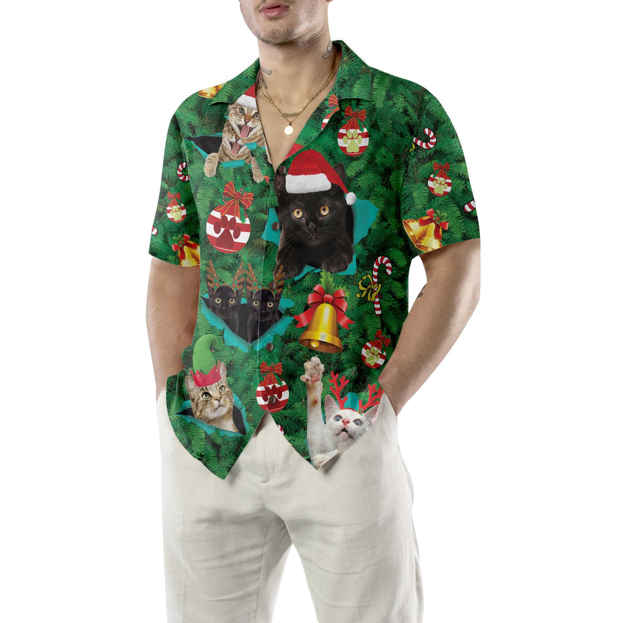 Cats For Christmas Hawaiian Shirt, Funny Christmas Cat Shirt, Best Gift For Christmas - Hyperfavor