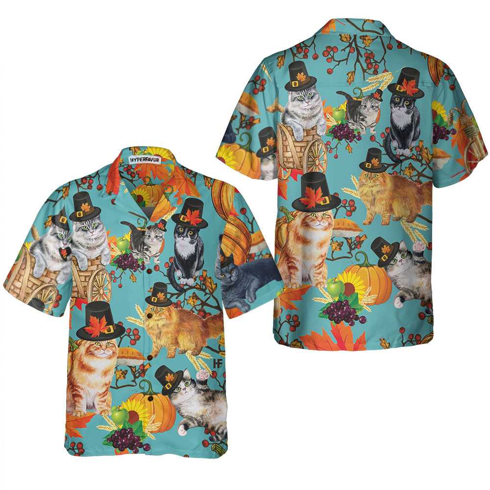 Cats Thanksgiving Hawaiian Shirt, Funny Gift For Thanksgiving Day - Hyperfavor