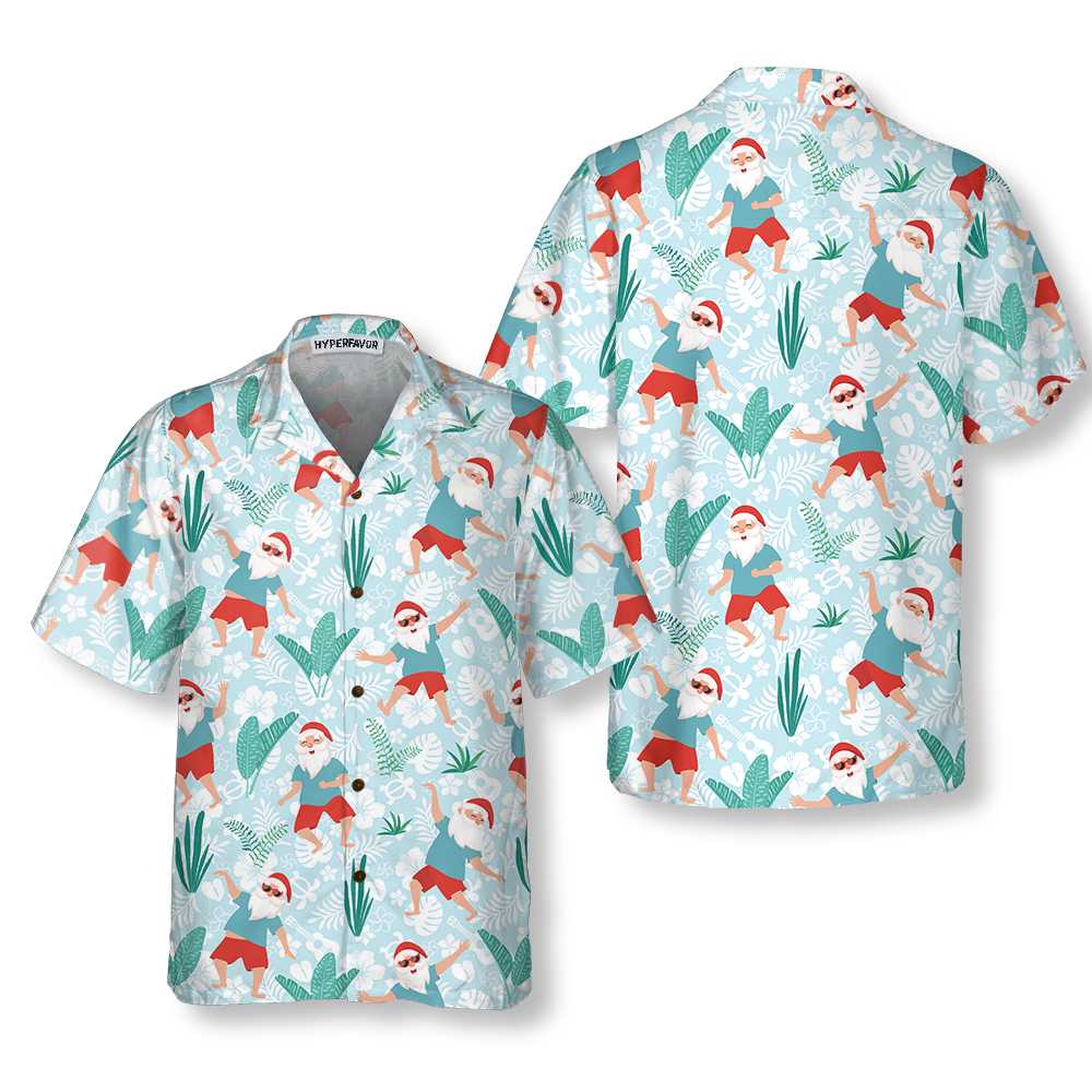 Cheerful Dancing Santa Christmas Hawaiian Shirt, Funny Christmas Santa Shirt, Gift For Christmas - Hyperfavor