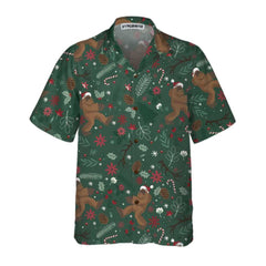 Christmas Bigfoot Pattern Hawaiian Shirt, Funny Bigfoot Christmas Shirt For Men - Hyperfavor