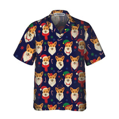Christmas Corgis Pattern Hawaiian Shirt, Funny Corgi Dog Christmas Shirt, Christmas Gift For Dog Lovers - Hyperfavor