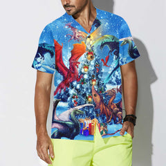 Christmas Dragons Reunion Christmas Hawaiian Shirt, Festive Dragon Hawaiian Shirt For Men - Hyperfavor