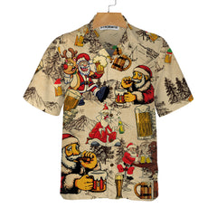 Christmas Funny Drunk Santa Claus And Beer Christmas Hawaiian Shirt, Funny Santa Claus Gift For Men - Hyperfavor