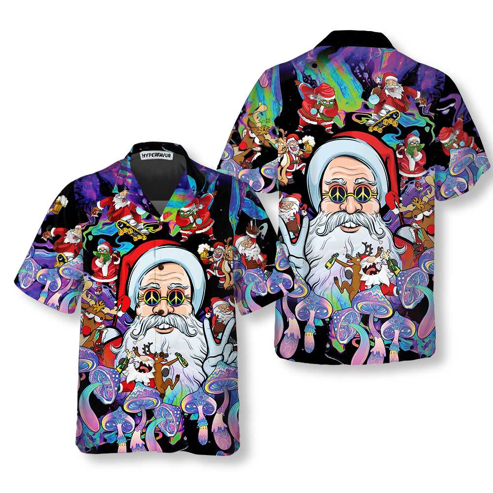 Christmas Hippie Santa Claus Hawaiian Shirt, Santa Christmas Shirt, Best Gift For Christmas - Hyperfavor