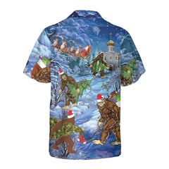 Christmas Holiday Bigfoot Hawaiian Shirt, Sasquatch Christmas Vacation Shirt, Best Gift For Christmas - Hyperfavor