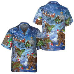 Christmas Holiday Bigfoot Hawaiian Shirt, Sasquatch Christmas Vacation Shirt, Best Gift For Christmas - Hyperfavor