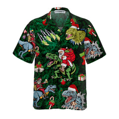 Christmas Holiday With T-Rex Hawaiian Shirt, Funny Dinosaur Christmas Shirt, Best Xmas Gift Idea - Hyperfavor