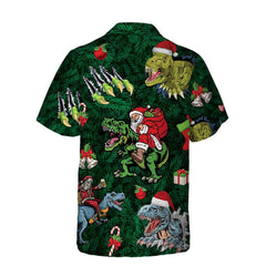 Christmas Holiday With T-Rex Hawaiian Shirt, Funny Dinosaur Christmas Shirt, Best Xmas Gift Idea - Hyperfavor