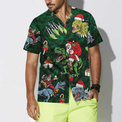Christmas Holiday With T-Rex Hawaiian Shirt, Funny Dinosaur Christmas Shirt, Best Xmas Gift Idea - Hyperfavor