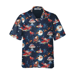 Christmas In Space Christmas Hawaiian Shirt With Santa Claus And Reindeer Pattern - Hyperfavor