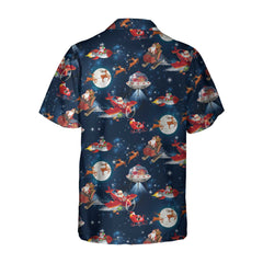 Christmas In Space Christmas Hawaiian Shirt With Santa Claus And Reindeer Pattern - Hyperfavor