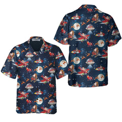 Christmas In Space Christmas Hawaiian Shirt With Santa Claus And Reindeer Pattern - Hyperfavor