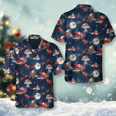 Christmas In Space Christmas Hawaiian Shirt With Santa Claus And Reindeer Pattern - Hyperfavor