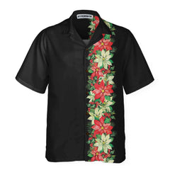 Christmas Poinsettia Flowers And Holly Berries Christmas Hawaiian Shirt, Floral Christmas Hawaiian Shirt - Hyperfavor