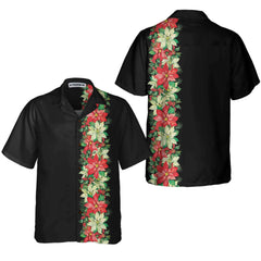 Christmas Poinsettia Flowers And Holly Berries Christmas Hawaiian Shirt, Floral Christmas Hawaiian Shirt - Hyperfavor