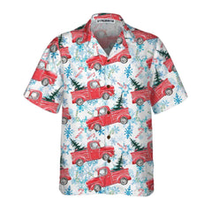 Christmas Red Retro Truck With Candy Cane Hawaiian Shirt - Hyperfavor
