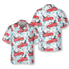 Christmas Red Retro Truck With Candy Cane Hawaiian Shirt - Hyperfavor