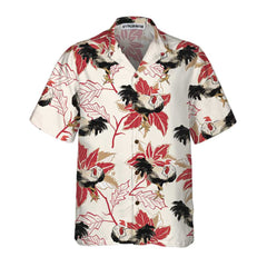 Christmas Rooster And Poinsettia Hawaiian Shirt, Unique Chicken Shirt For Men & Women, Best Christmas Gift - Hyperfavor