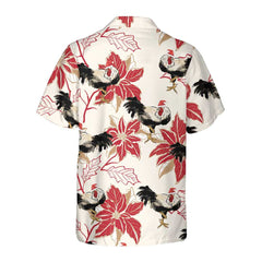 Christmas Rooster And Poinsettia Hawaiian Shirt, Unique Chicken Shirt For Men & Women, Best Christmas Gift - Hyperfavor