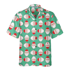Christmas Santa Claus Face Seamless Pattern Hawaiian Shirt, Funny Christmas Hawaiian Shirt - Hyperfavor