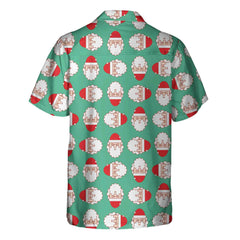 Christmas Santa Claus Face Seamless Pattern Hawaiian Shirt, Funny Christmas Hawaiian Shirt - Hyperfavor