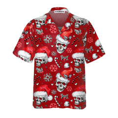 Christmas Skulls With Candy Canes Red Version Christmas Hawaiian Shirt, Skull Christmas Hawaiian Shirt For Men - Hyperfavor