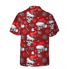 Christmas Skulls With Candy Canes Red Version Christmas Hawaiian Shirt, Skull Christmas Hawaiian Shirt For Men - Hyperfavor