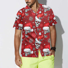 Christmas Skulls With Candy Canes Red Version Christmas Hawaiian Shirt, Skull Christmas Hawaiian Shirt For Men - Hyperfavor